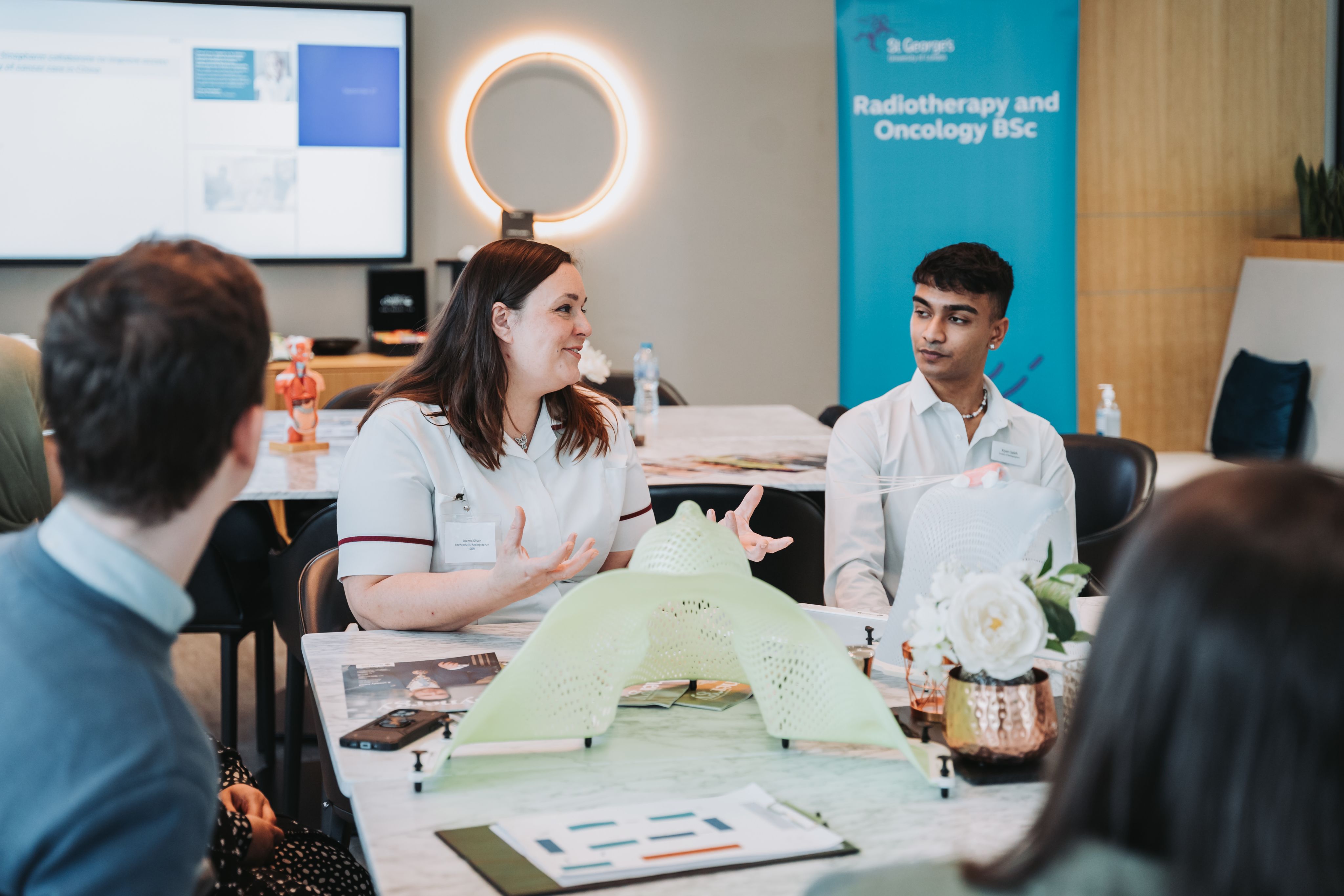 Students talked to SoR members and Elekta staff representing the various aspects of therapeutic radiography work.